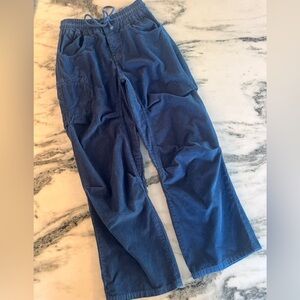 We The Free | Free People Blue Corduroy Pants XS Wide Leg Drawstring Waist